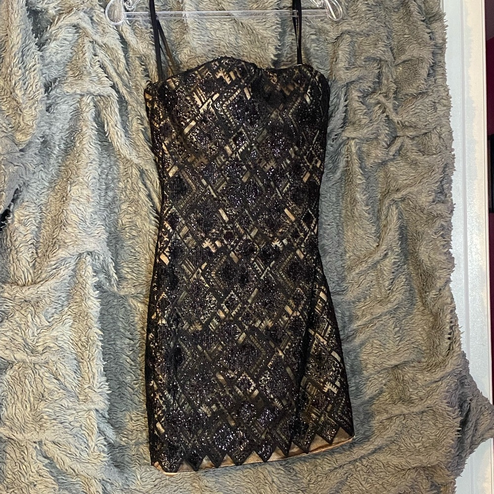 La femme strapless black cocktail dress